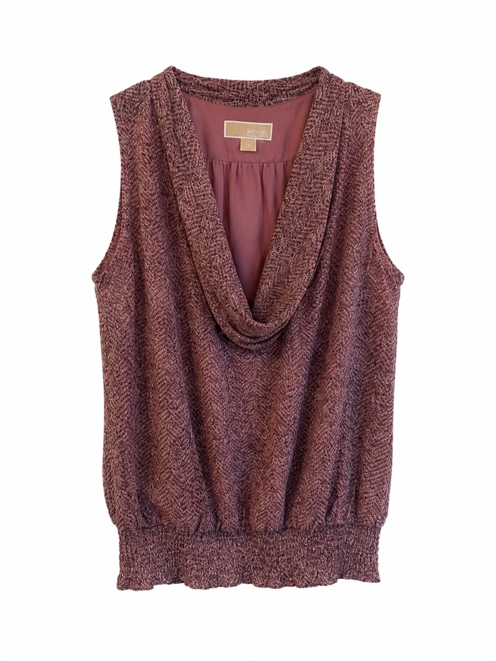 Michael Michael Kors XL Mauve Sleeveless Cowl Neck Smocked Hem Blouse Top